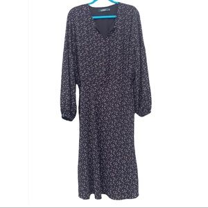 🕊Black & White Ralph Lauren Bird Print Tie Waist Midi Dress🕊